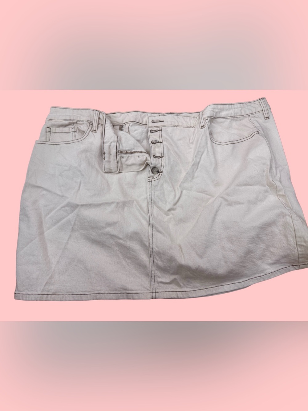 torrid White Denim Button-Front Mini Skirt